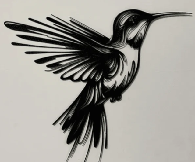 🖤 Hummingbird Metal Wall Art – Elegant Black Finish