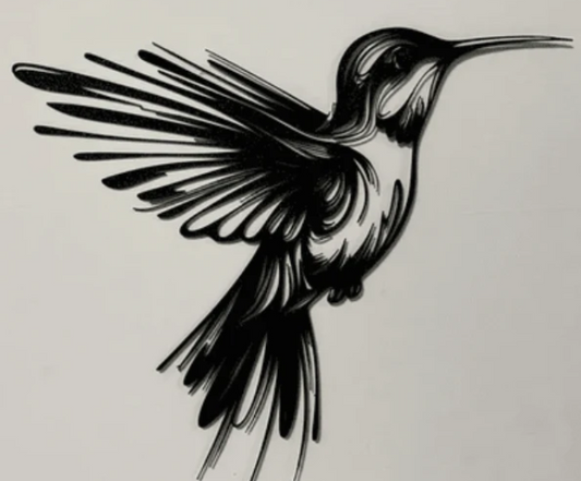 🖤 Hummingbird Metal Wall Art – Elegant Black Finish